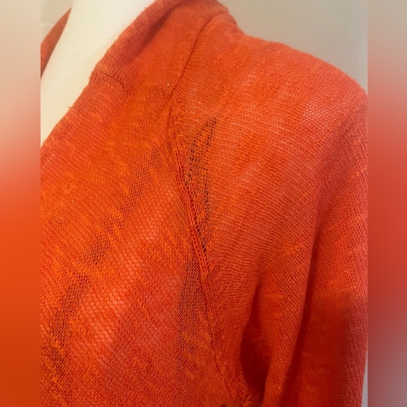 [XL]Jones New York Vibrant Orange Linen Blend Open Knit Cardigan - Picture 6 of 11